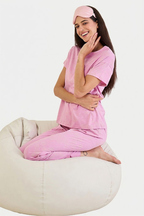 Sweet Dreams Printed Pyjama  Set - Dusty Rose — image 3